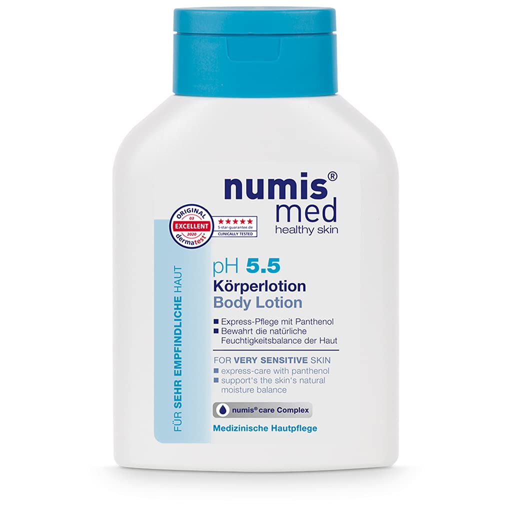 numis med Body Lotion pH 5.5 - Skin Soothing Body Lotion for Very Sensitive & Sensitive Skin - Vegan Skin Care without Silicone, Parabens & Mineral Oil - Lotion (1 x 200 ml)