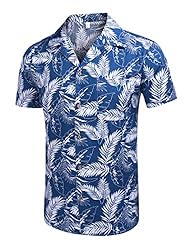 COOFANDY Men Cotton Linen Shirts Loose Fit Tropical