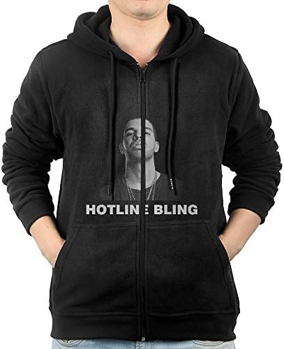 Drake Hotline Bling Music Art Men's Full Zipper Drawstring Hoodie Kangaroo Pocket Sweatshirts