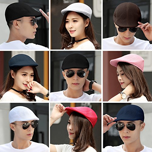 Zegoo Men's Women's Solid Color Peaked Cap Newsboy Hat