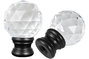 Asjeumt 2 Pieces Crystal Lamp Finials, Black Finial for Lamps, Lamp Shade Nut Screw Cap, Metal Knob Topper Finial, for Decora