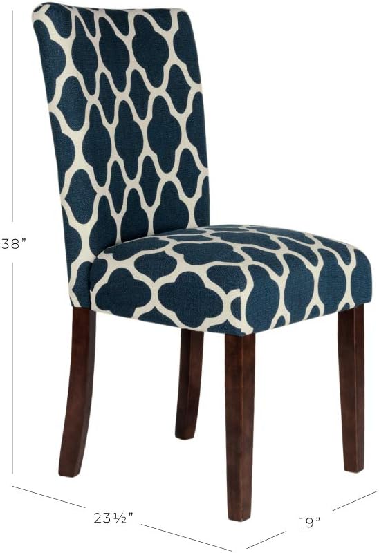 HomePop Parsons Classic Upholstered Accent Dining Chair, Set of 2, Navy and Cream Geometric - - Chairs