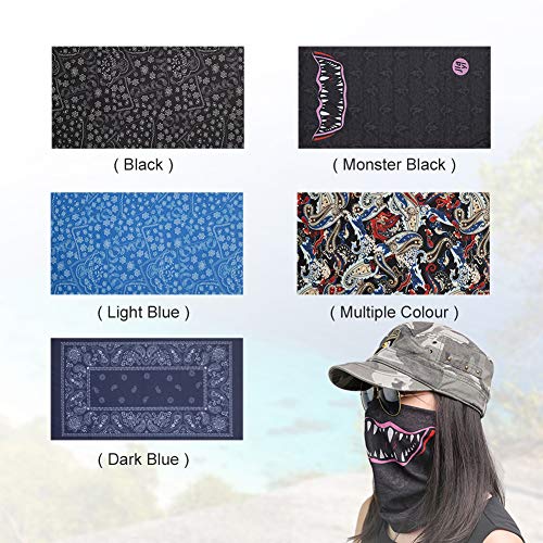 EVQ 5Pcs Neck Gaiter Seamless Scarf Face Bandanas Balaclavas for Outdoors Fishing Running Women Men (5pc pack2)