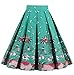 Changuan Women's A-line Pleated Vintage Skirt Print Casual Flared Midi Skirts