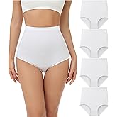 wirarpa Women's Underwear Cotton Super High Waisted Briefs Stretch Full Coverage Panties 4 Pack