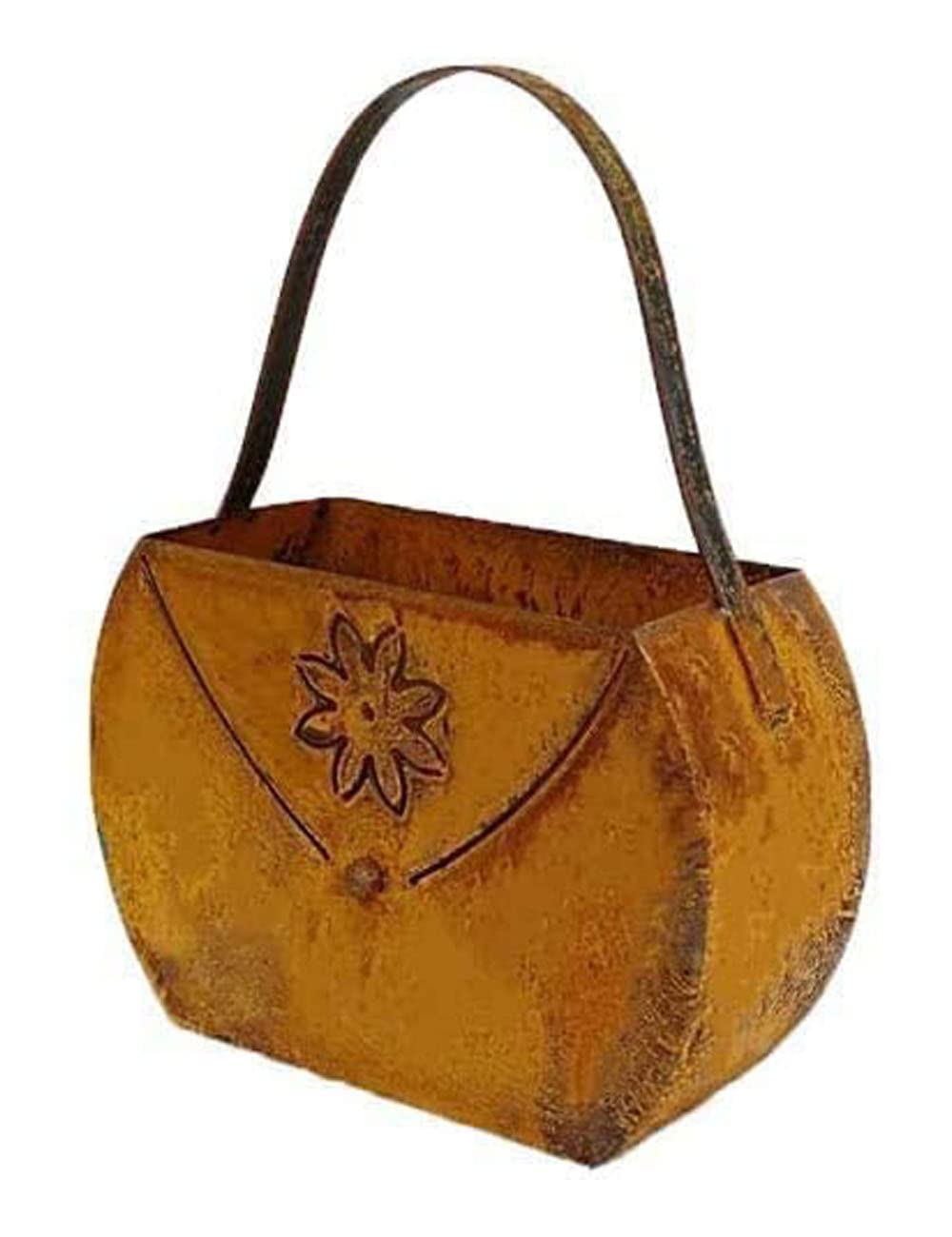 Bornhöft Bag with Flower for Planting Lantern Plant Pot Flower Bed Decoration Metal Rust Garden Decoration Patina Rusty Decoration for the Garden 17 cm x 22 cm