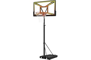 Seray Basketball Hoop 4.4-10 FT Height Adjustable for Teens/Adults, 44 Inch Backboard Portable Basketball Hoop Basketball Goal System with 2 Wheels for Outdoor/Indoor Sports