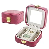Small Travel Jewelry Box Organizer PU Leather Portable Storage Case for Mini by Angela and Tina (red)