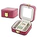 Small Travel Jewelry Box Organizer PU Leather Portable Storage Case for Mini by Angela and Tina (red)
