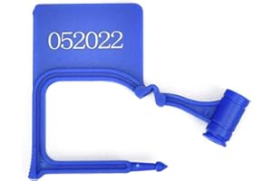 RASUNKAE 100pcs Plastic Padlock Seals Disposable Self-Locking Plastic Tags Numbered Tamper Proof Security Padlock Seals for Luggage, Document Bag, Transportation, Briefcase (Blue)