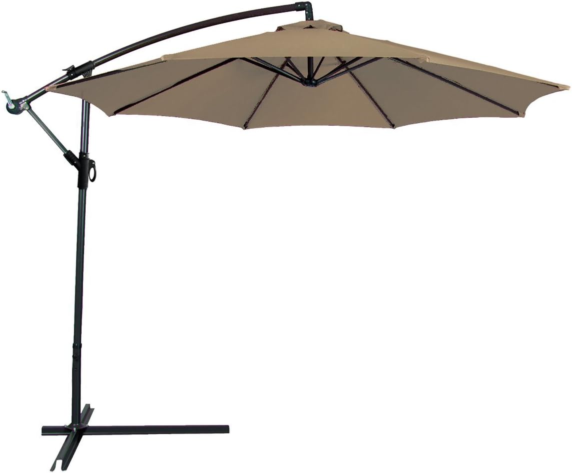 Amazon Com Odaof 10 Ft Patio Umbrella Offset Hanging Umbrella Outdoor Market Umbrella Garden Umbrella Polyester Tan Garden Outdoor