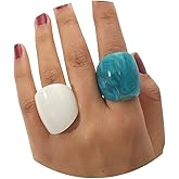 GIGB PBDK Multicolor Resin Chunky Rings for Women,Acrylic Resin Rings Exaggerated Knuckle Finger Rings Vintage Simple Charm Geometric Rings Jewelry Gifts for Teen Girls