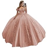 XYAYE Women's Off Shoulder Quinceanera Dresses 3D Flower Puffy Lace Beaded Ball Gown Prom Dress for Sweet 15 16 XY069