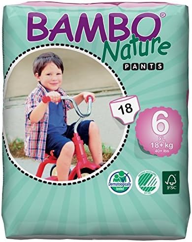 Bambo Nature Premium Baby Diapers, Training Pant, Size 6, 18 Count by BAMDE