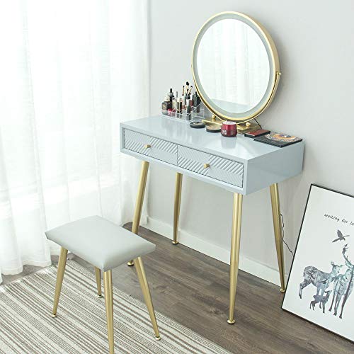 YOURLITE Vanity Table Set with 3 Modes Adjustable Brightness Mirror and
