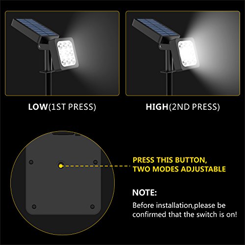 Solar Lights 2-in-1 Waterproof 9 LEDs Solar Landscape Spotlights Outdoor Adjustable Wall Light Landscape Light Security Lighting Dark Sensing Auto On/Off for Patio Deck Yard Garden Driveway, 4Pack - Thumbnail 2