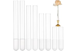 UNICRAFTALE 8Pcs 4 Sizes Glass Bud Vase for Candlesticks Clear Taper Base Vase Candle Holder'S Base Vases with 8 Pcs Silicon 