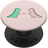 Funny and Cute Dinosaur T Rex Green Dino and Pink for Girls PopSockets Adhesive PopGrip