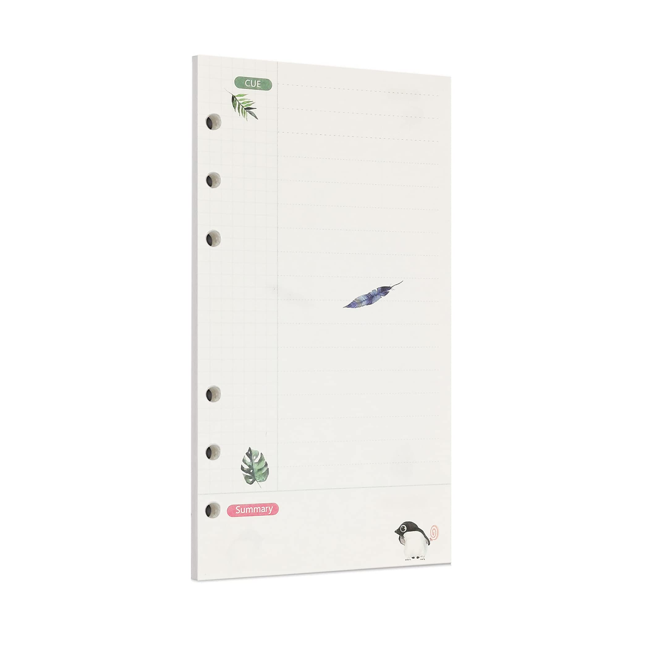 Zelten 45 Sheets 90 Pages Colorful Loose Leaf Punched Paper Refills Paper for 6 Hole Binder Personal Organizer Diary Notebook Refillable Planner (A6, Rainforest Connell)