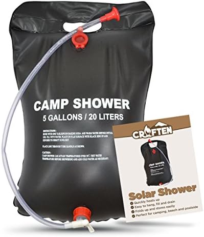 Croften Solar Shower Heats Up Fast and Built to Last for Camping or Travel 5 Gallon Bag