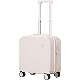 mixi Carry on Luggage, Suitcase with Spinner Wheels 16in Luggage Hardshell Lightweight Rolling Suitcases PC with Cover & TSA Lock, Off White（Slight Pink）