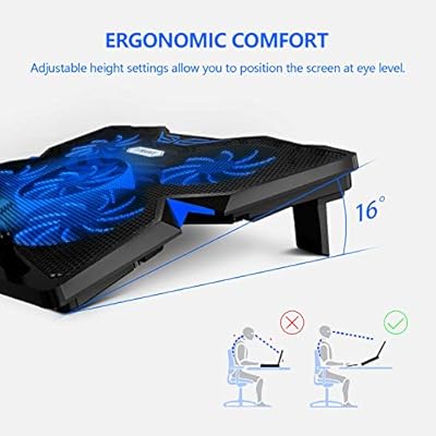 E Prance Cooling Pad Gaming Laptop Cooler Usb Powerful Laptop Cooling Pad With 5 Fans Quiet Slim Light Weight Fits For 14 17 Notebook