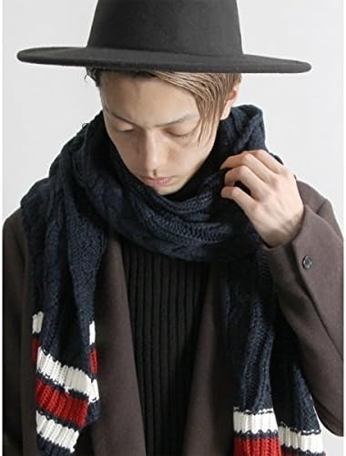 Amazon ウィゴー メンズ Wego Wego ラインケーブルマフラー ネイビー F ファッション小物 通販