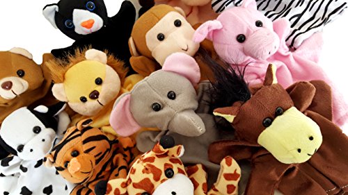 Dondor Velour Animal Finger Puppets, Soft Animal Hand Puppets For Children (2 PACK)