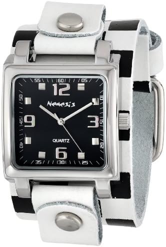 Women's WCHB516K Lite SQ Collection Checkered White/Black Leather Band Watch