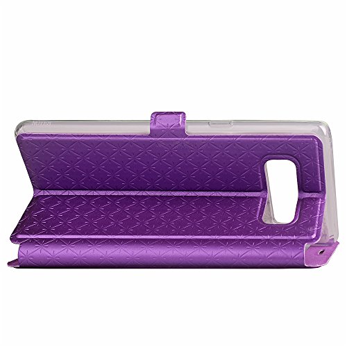 Samsung Galaxy Note 8 Phone Case,ARSUE Window View Slim Luxury PU Leather Wallet Flip Full-Body Drop Resistant Protection Case Cover with Card Slots and Kickstand for Galaxy Note 8 (2017) - Purple
