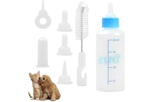 Shengsenfu 6Pcs Pet Nursing Feeding Bottle Kit,Small Dog Cat Milk Nursing Care Kit Liquid Feeding Supplies 60ml with Replacem