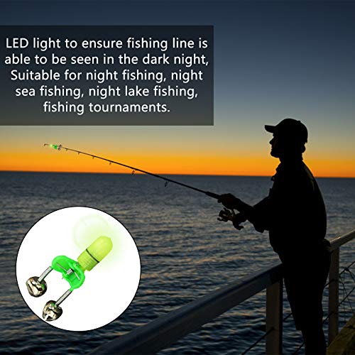 OHOH LED Night Fishing Rod Bite Bait Alarm Light with Twin Bells