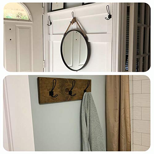 10 Pack Rustic Coat Hooks with 50Pcs Metal Screws, Double Big Vintage Wall Mounted Hangers Set, Coat Rack Bathroom Towel Hanger, Perfect Decorative Entryway Hanging Hooks, Black