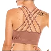 LA12ST Women Strappy Sports Bra Crisscross Back High Impact Padded Yoga Workout Gym Activewear Bra