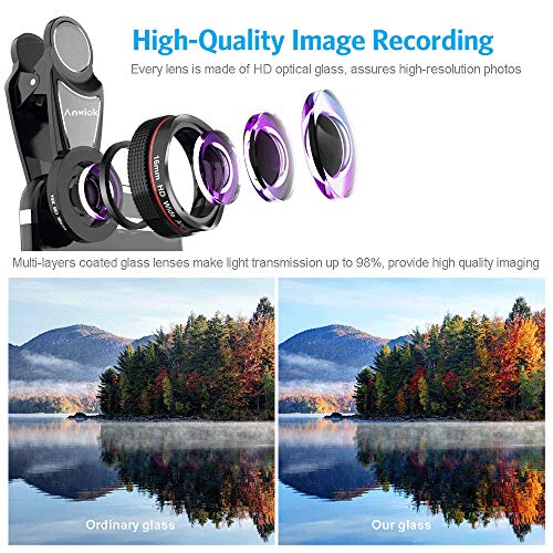image for Anwick Cell Phone Camera Lens Accessories, 4K HD 2 in 1 120°Wide Angl