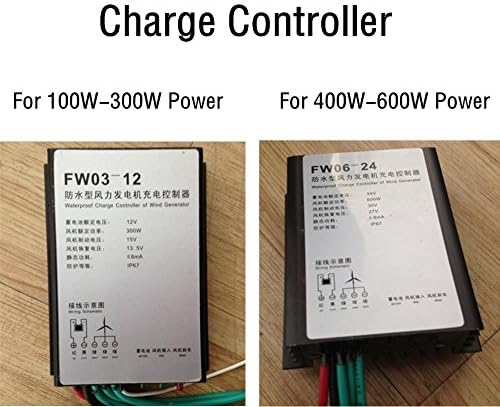 TOYOSO 300W Watt Small Wind Nylon Fiber Turbine Generators 12V/24V 3/5Blades Charge Controller (Charge Controller, Charge Controller)