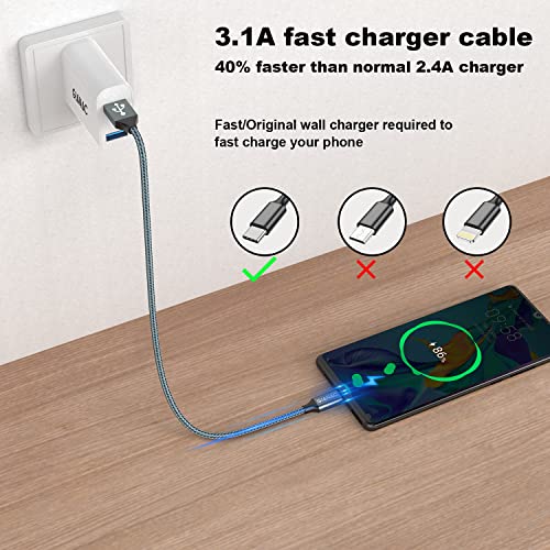 GIANAC USB C Cable, [2 Pack 1m] 3.1A Charging Cable USB C Nylon Fast Charging and Sync Cable USB C for Samsung S10/S9/S8te 10te 9, Huawei P30/P20/Mate 20, Sony Xperia