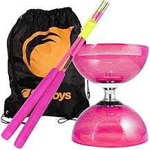 Juggle Dream - Juego de 2 Varillas de diábolo de Triple rodamiento de Cuarzo con Bolsa de Bomberos, Color Rosa