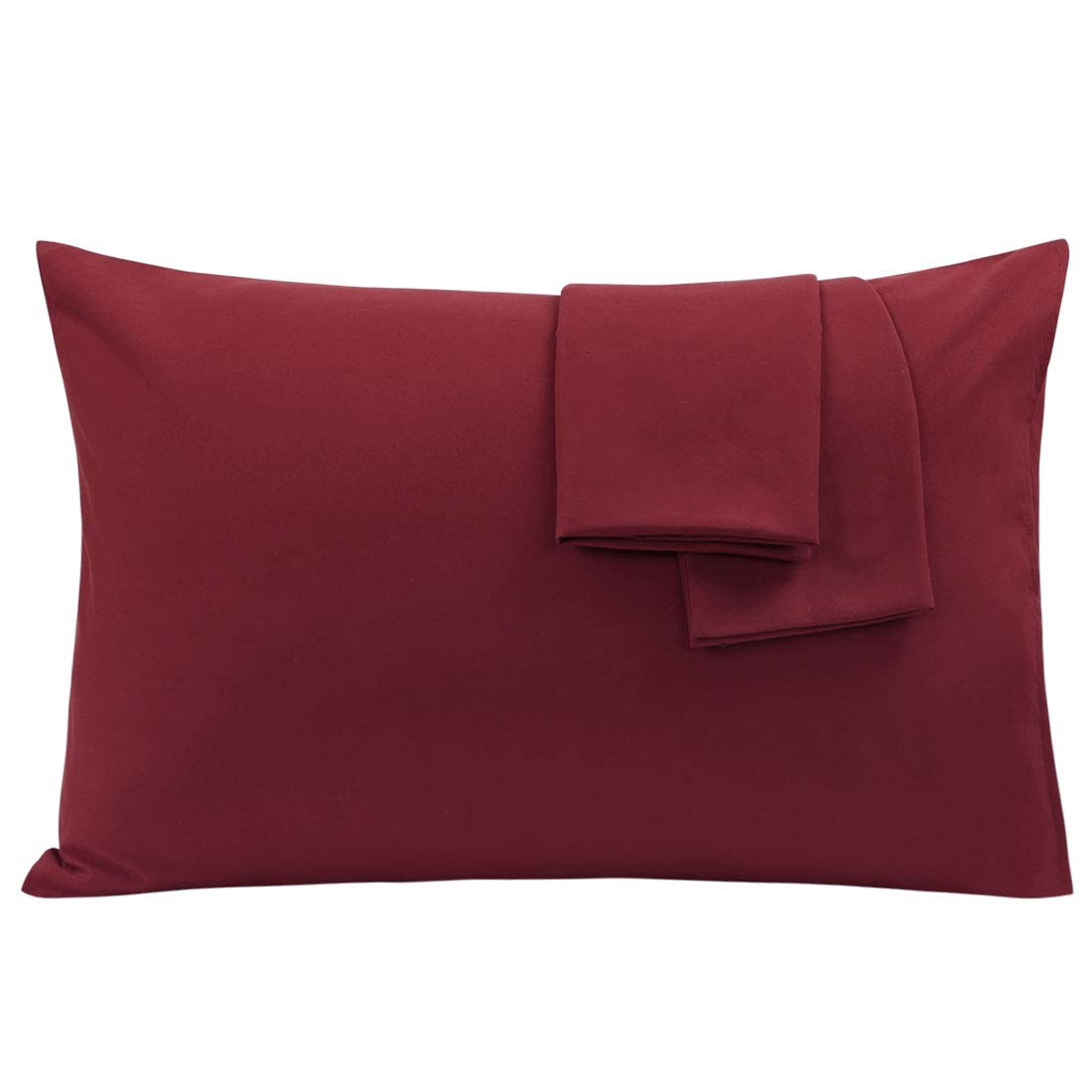PiccoCasa Set of 2 Pillow Cases Covers Double Brushed Microfiber Pillowcases - Envelope Closure -Soft Pillowcases Burgundy Standard(51 x 66cm)