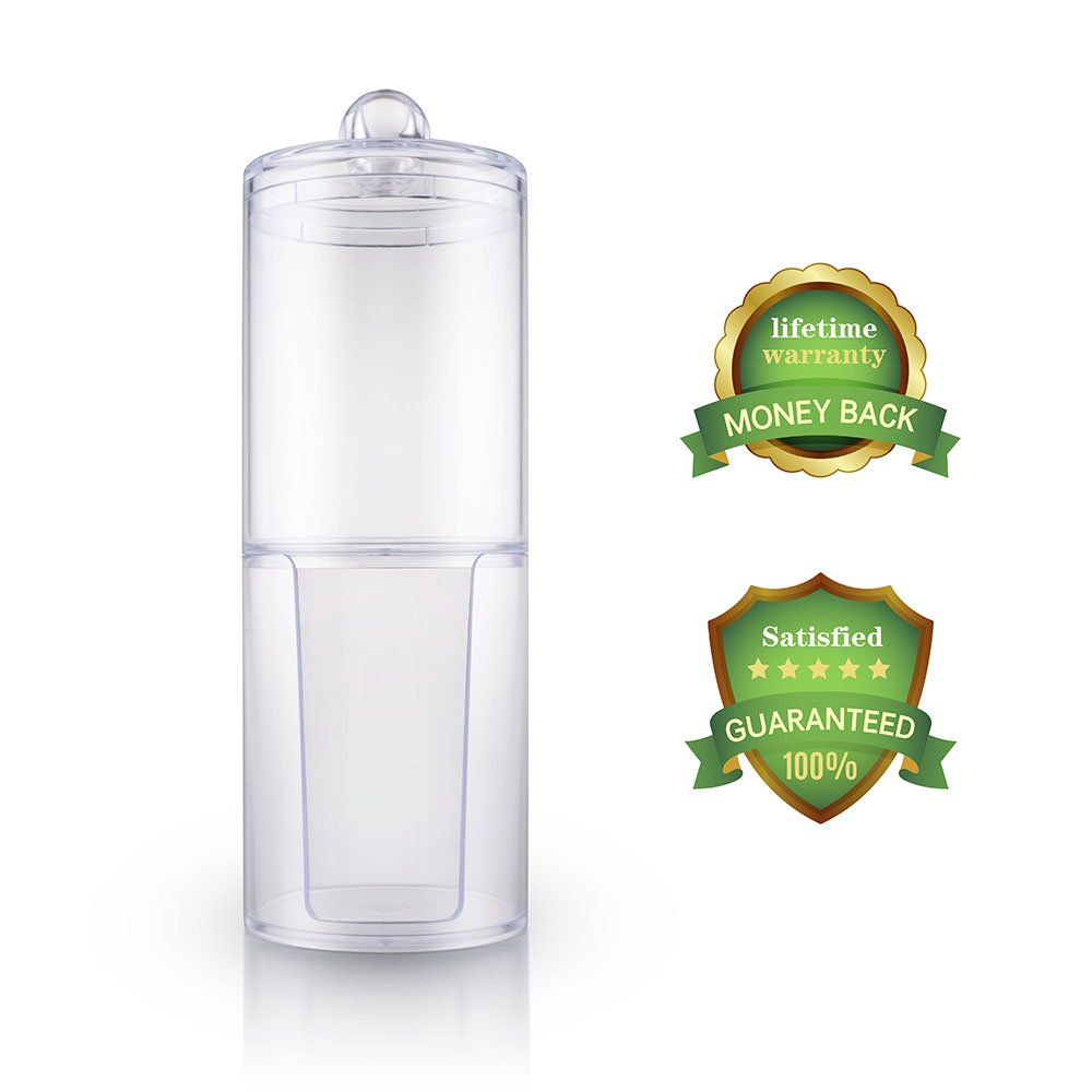 Clear Acrylic Cosmetic Display Cases & Cotton Pad Round Holder Makeup Accessories Organizer-2 Compartments