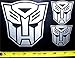Transformers - Autobot Set of 3 HQ Single Color Silver Vinyl Sticker Decals