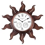This handsomely oversized Metal Sun Outdoor Wall Clock with Copper Finish