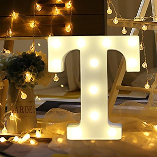 Vacally LED light，Alphabet Letter Lights LED Light Up White Plastic Letters Standing Hanging A -Z & Wedding Birthday Decorate