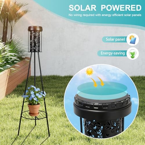 Solarlampen für Außen, Schmetterling Solar Stehlampe Außen mit Pflanzenständern,Solarleuchten für Außen, IP65 Wasserdicht Solar Lampe für außen Terrasse, Hof, Rasen, Vorgarten, Veranda – Garten