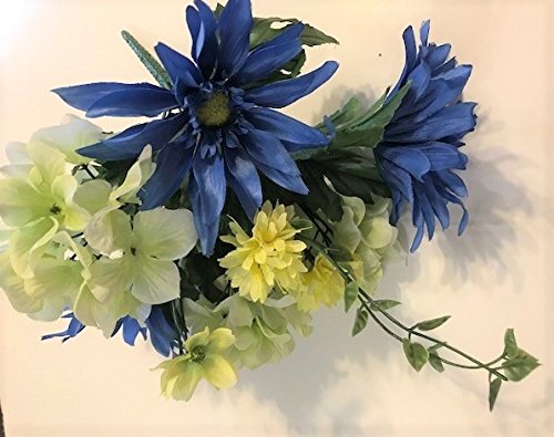 超安い Bouquet ホーム装飾 Floral Hydrangea シルク緑 青デイジー Arrangement ブライダルブーケ B07b8vgbyt 造花 Riseventures Com Br