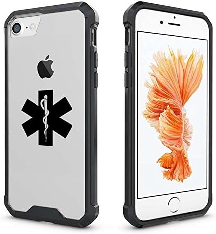For Apple iPhone Clear Shockproof Bumper Case Hard Cover Star Of Life EMT Paramedic (Black For iPhone 8)