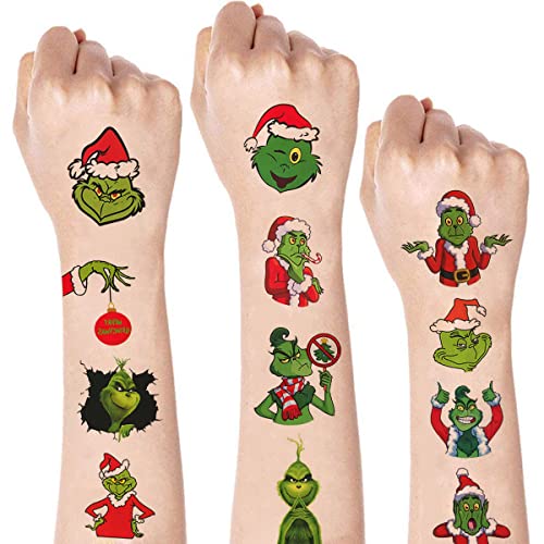 12 Sheets Christmas Temporary Tattoos for Kids, Christmas Birthday Party Supplies Christmas Party Decorations Xmas Party Favors for Kids Boys Girls Holiday Tattoos Gifts Stickers Fake Tattoos Decor