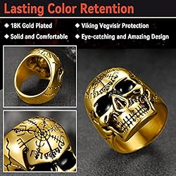 FaithHeart Male Skull Rings Norse Viking Vegvisir