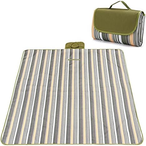 Picnic &amp; Outdoor Extra Large Blanket For Outdoor Water-Resistant Handy Mat Tote Spring Summer Striped for the Beach,Camping on Grass Waterproof Sandproof (78'' x 57'', Green Plaid)