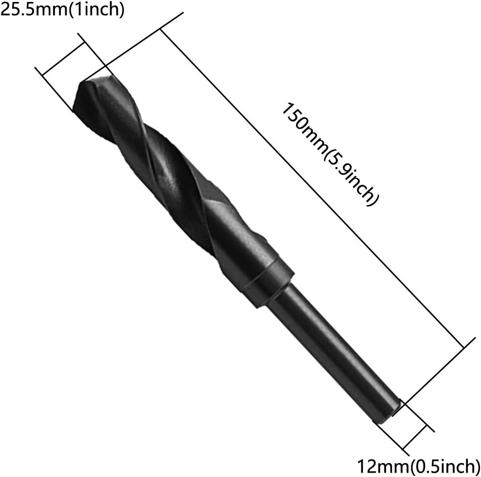 XMHF 38mm Black Oxide High Speed Steel Reduced Shank Drill Bit Cutting Tools Jobber Drill Bits